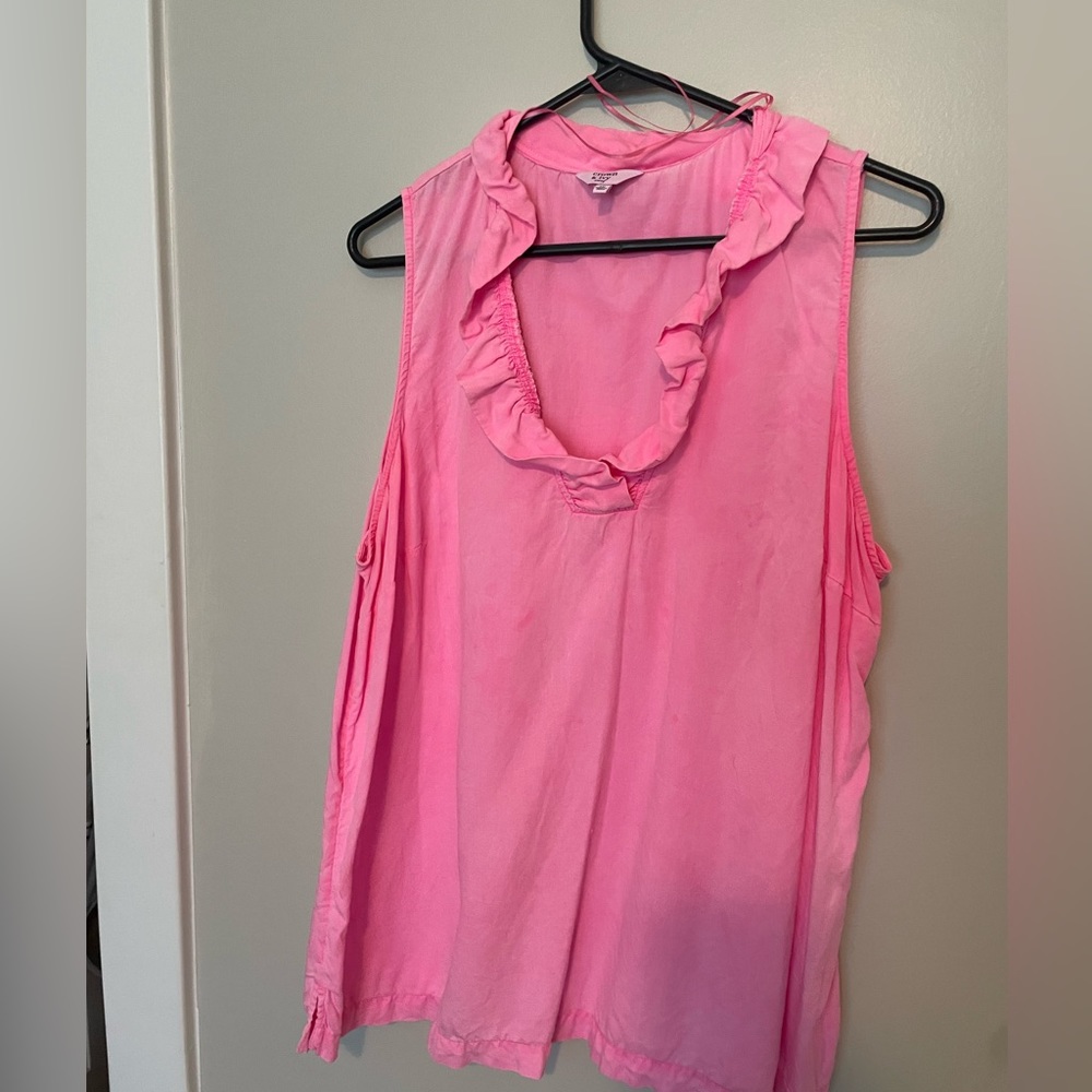 Pink ruffle collar top
